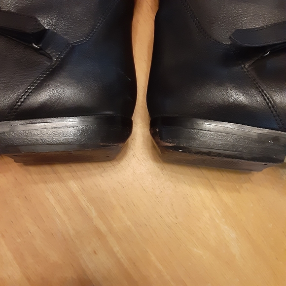 VINTAGE VIA MILANO BLACK KNEE HIGH 1" HEEL PULL ON LEATHER RIDING BOOTS WMS- 6B - Picture 8 of 15